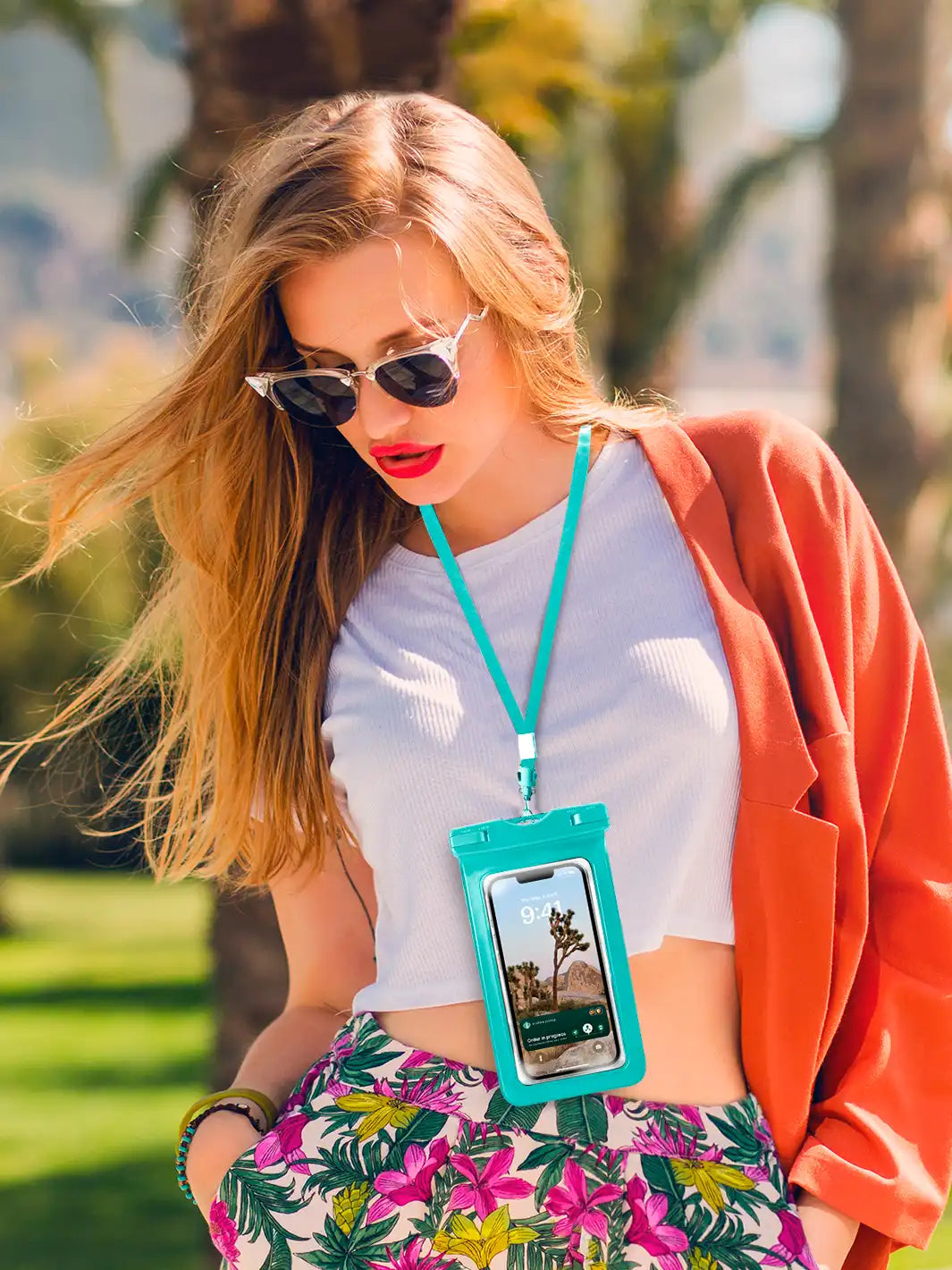 Waterproof Phone Bag - Aqua-4